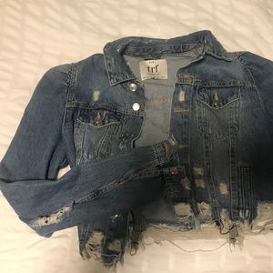 ZARA trafaluc distressed cropped jean jacket